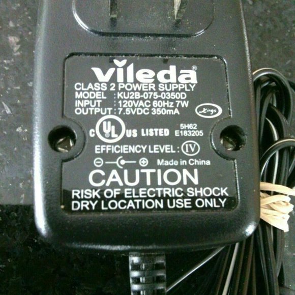 Vileda Power Charger Laptop KU2B-075-0350D Class 2 Adapter Travel Supply Home - Picture 4 of 16